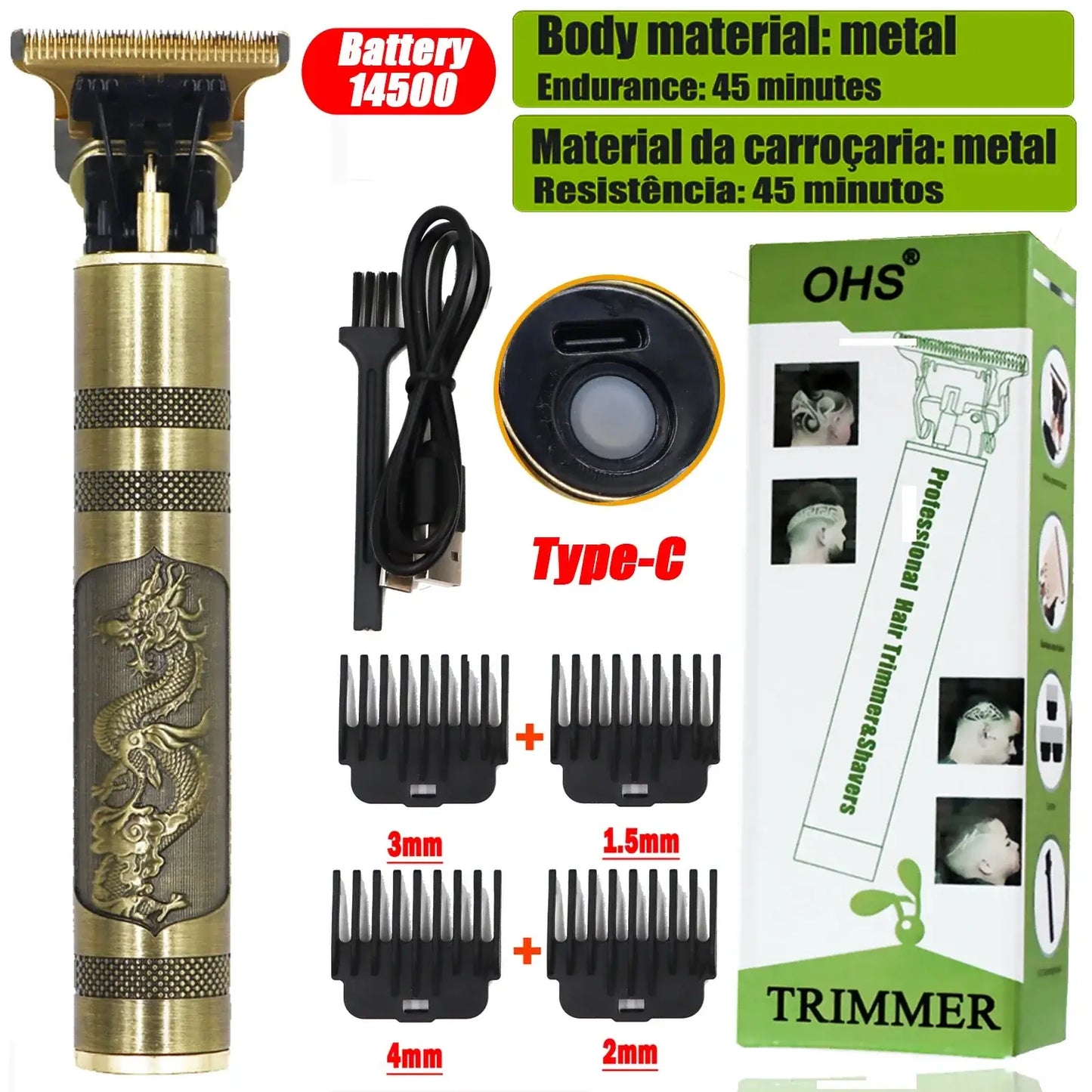 OHS Rechargeable Vintage T9 Cordless Hair Clipper Trimmer OHS H5 Buddha