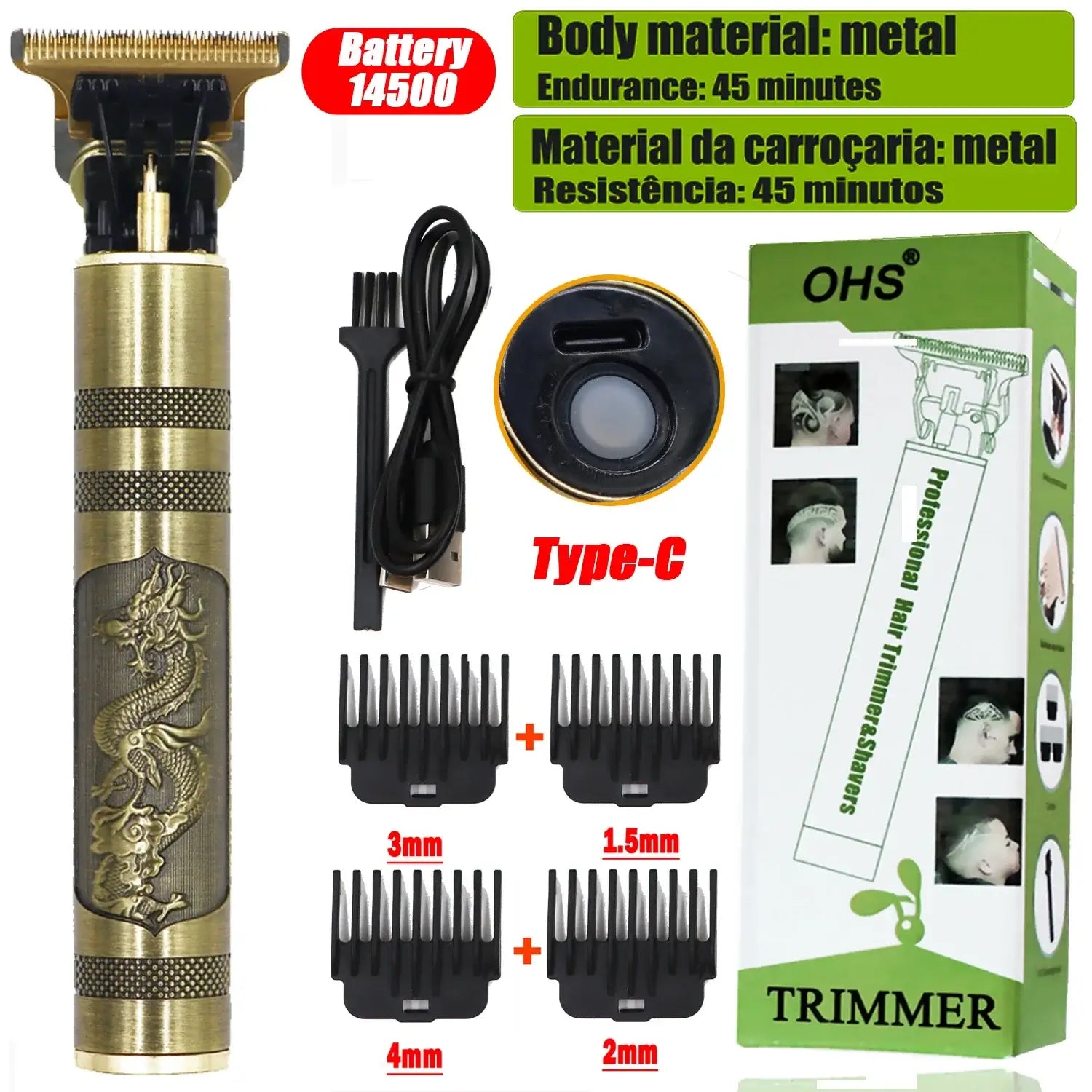 OHS Rechargeable Vintage T9 Cordless Hair Clipper Trimmer OHS H5 Buddha
