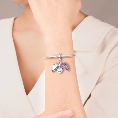 925 Sterling Silver Colorful Heart Charm Pendant for Women DIY Bracelets and Necklaces Fine Jewelry