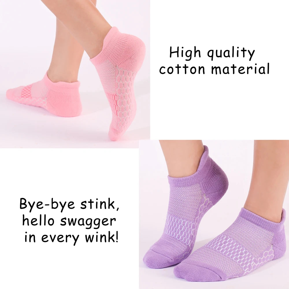 3 Pairs Womens Anti Slip Terry Cushion Running Socks