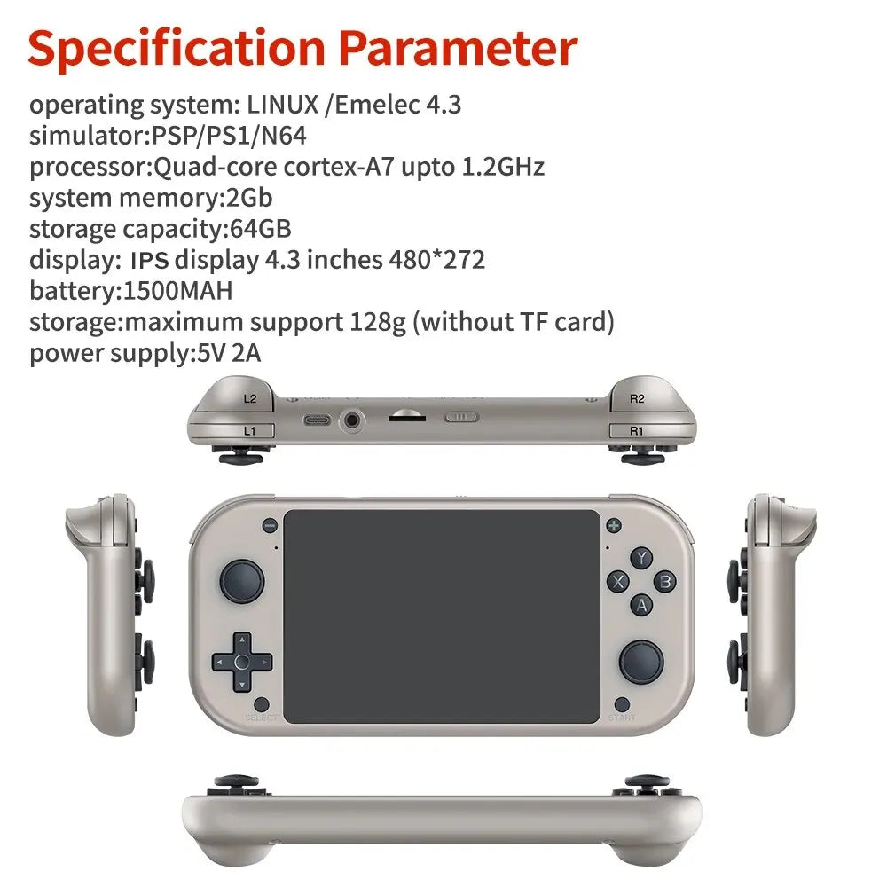 Boyhom M17 Retro Handheld Game Console Open Source Linux 4.3 Inch IPS Screen Portable Pocket Player 20000 Games PSP Emulation 1500mAh