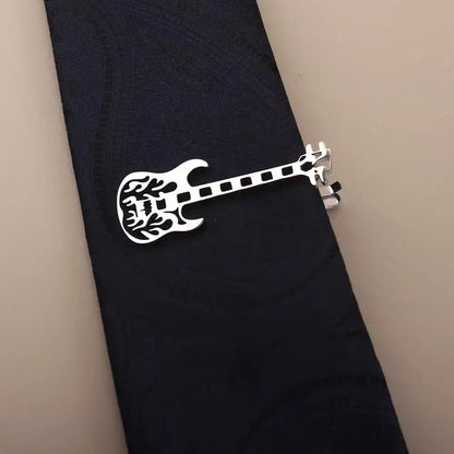 Creative Treble Clef Guitar Tie Clip for Men Titanium Steel Music Accessory Style 14