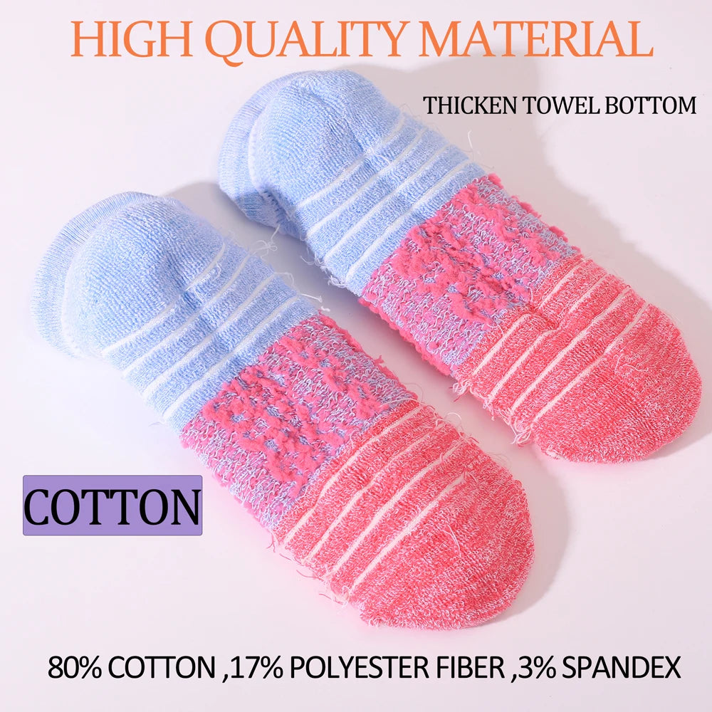 3 Pairs Womens Anti Slip Terry Cushion Running Socks