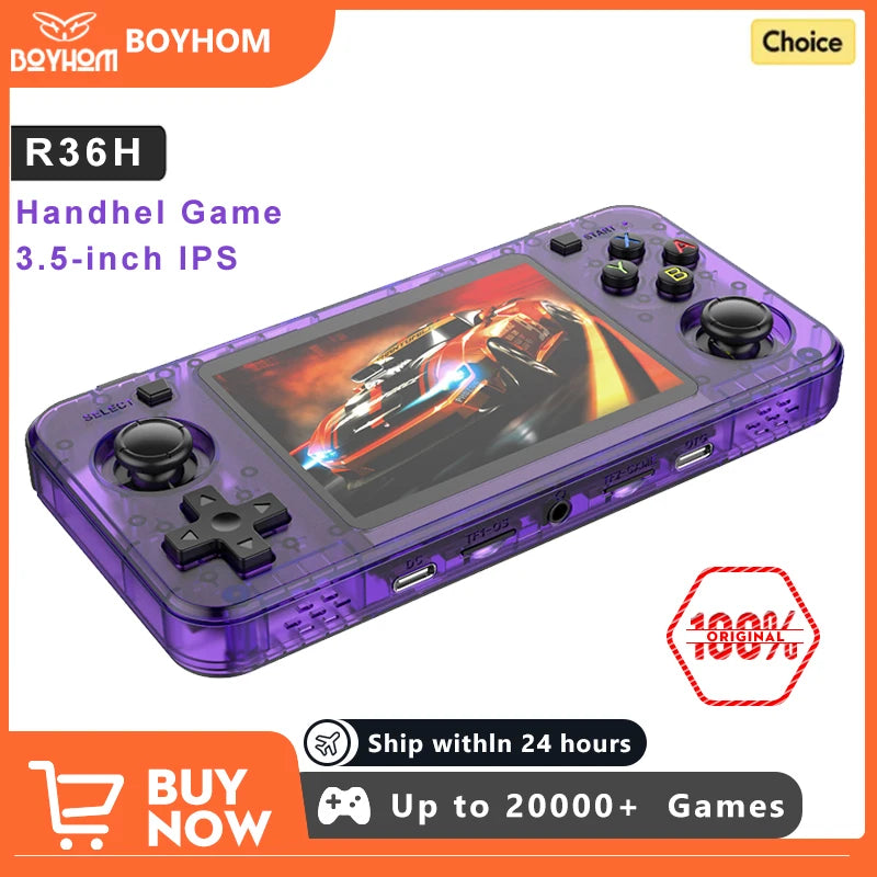 BOYHOM R36H Retro Handheld Game Console 3.5 Inch IPS RK3326 Open Linux Portable Player 3000 mAh Battery 10000+ Built In Games
