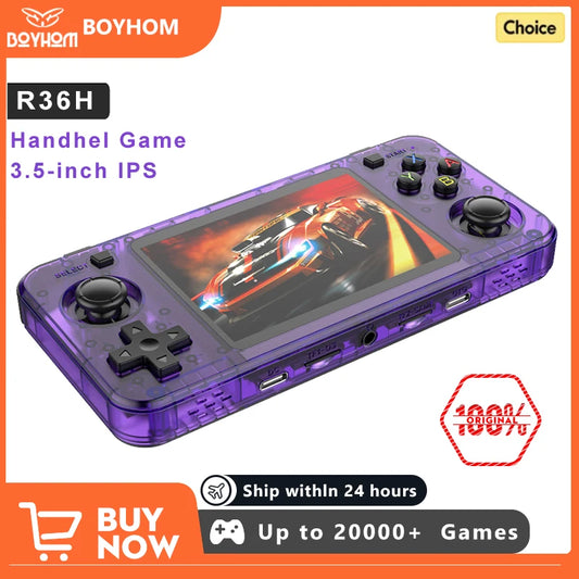 BOYHOM R36H Retro Handheld Game Console 3.5 Inch IPS RK3326 Open Linux Portable Player 3000 mAh Battery 10000+ Built In Games