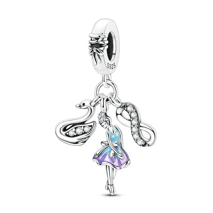 925 Sterling Silver Love Starry Sky Cat Paw Charms Beads
