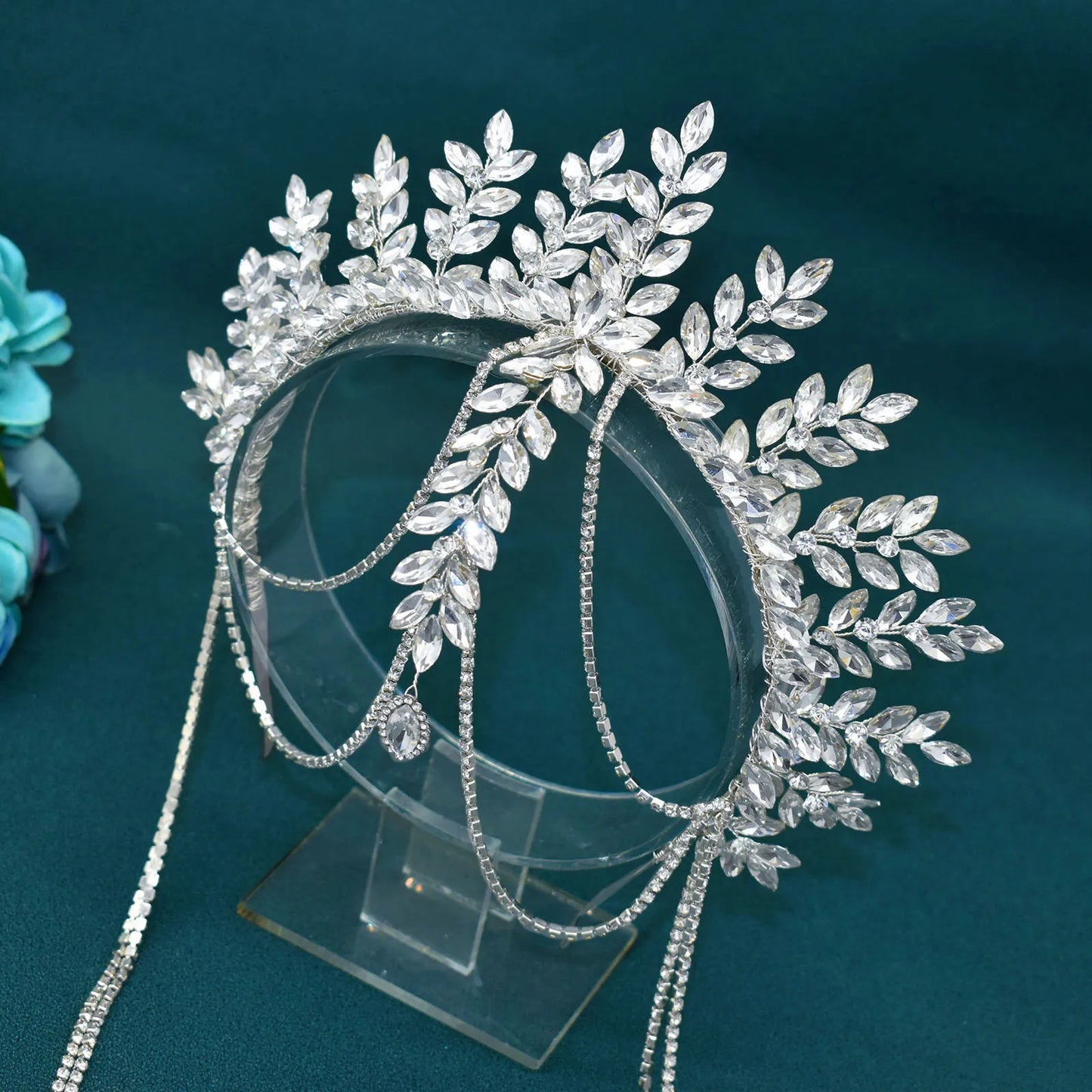 Elegant Rhinestone Wedding Tiara Silver Crystal Bride Headband