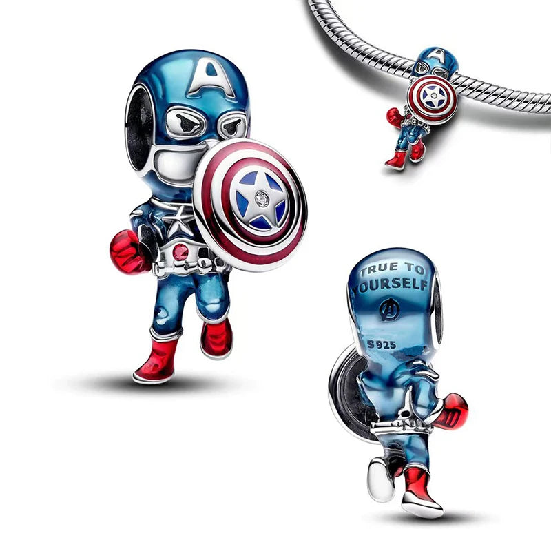 Disney Captain America 925 Sterling Silver Charm Bead