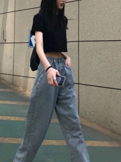 Cropped Slim Women Tee Korean Streetwear Preppy Chic