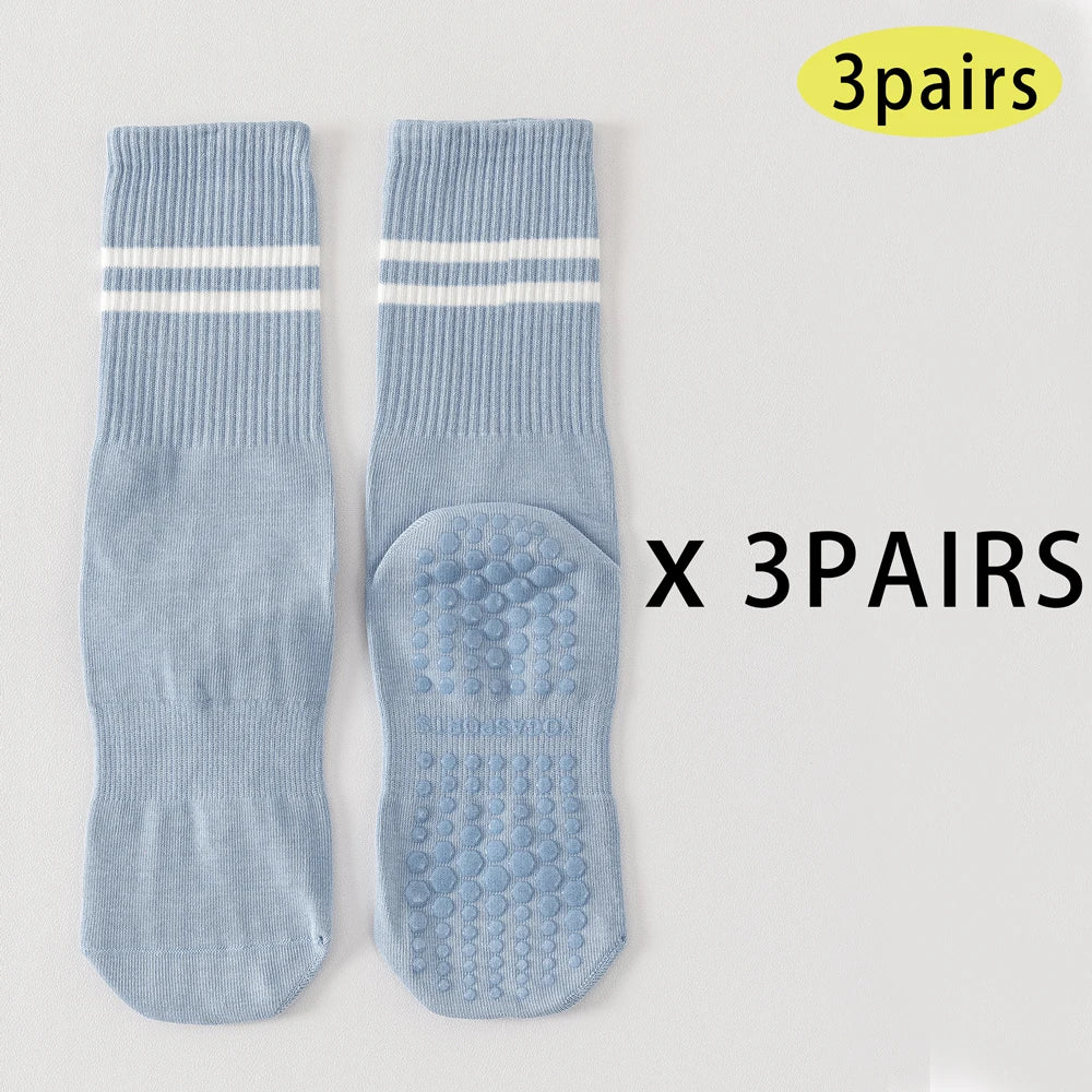 3 Pairs Women's Non Slip Yoga Socks Breathable Cotton