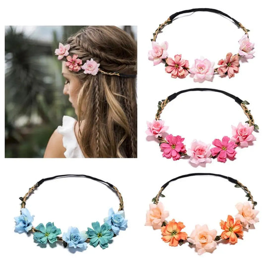 Elegant Floral Wedding Headband Wreath for Women - Bride Flower Crown Party Hair Accessory