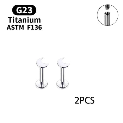 Elegant G23 Titanium Stud Earrings for Women - Classic Moon Design