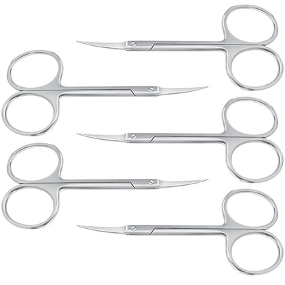 Stainless Steel Curved Tip Thin Blade Cuticle Scissors Nail Clippers Trimmer F33-5pcs