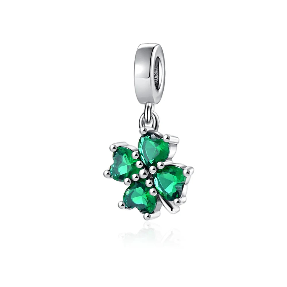 Sterling Silver Four-Leaf Clover Charm Bracelet for Women B1470