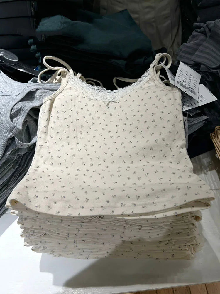 Dozw Lace Knitted Cotton Camisole Top For Women Chic