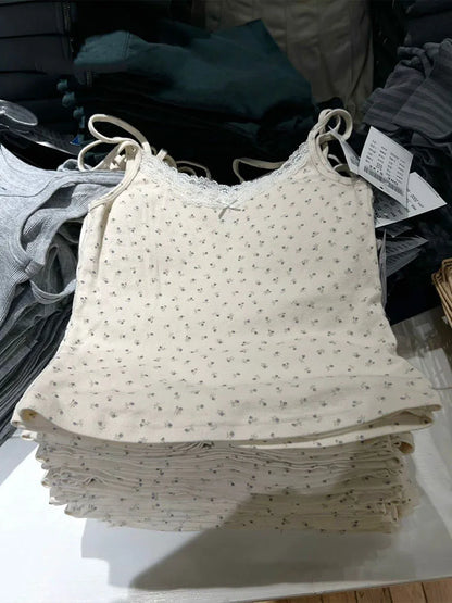 Dozw Lace Knitted Cotton Camisole Top For Women Chic