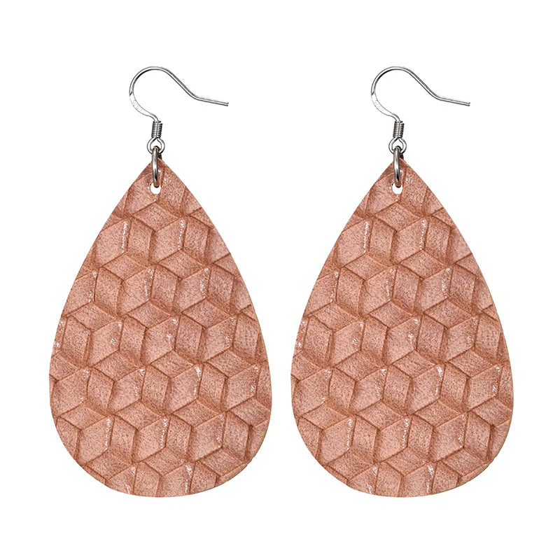 Elegant Faux Leather Teardrop Earrings for Women Lightweight Dangle Fashion Jewelry