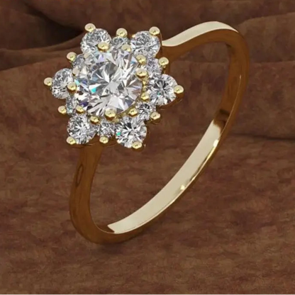 S925 Sterling Silver Snowflake Flower Ring with Cubic Zirconia
