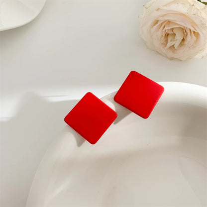 S925 Colorful Square Earrings Frosted Geometric Candy Design Acrylic Fashion Jewelry for Women