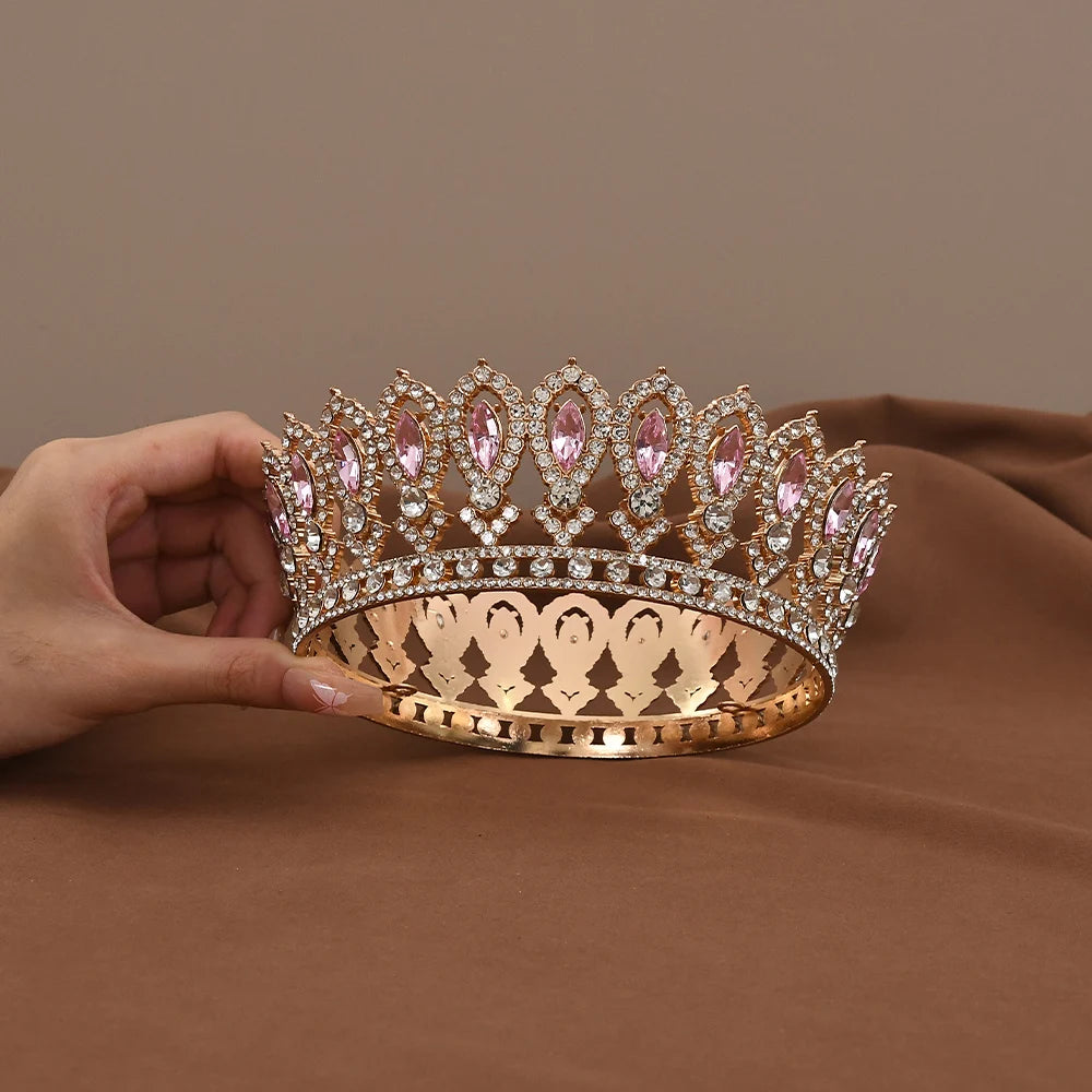 Vintage Crystal Baroque Rhinestone Tiara Bridal Wedding Headdress Hairpiece