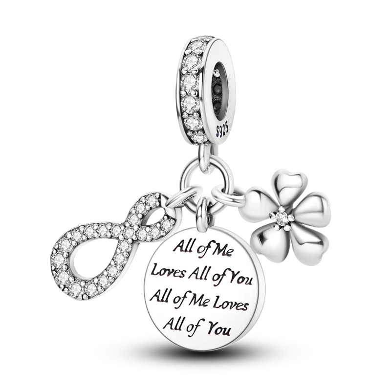 Silver Star Moon Heart Charm Bracelet with CZ Beads and Angel Wing Pendant for Women KTC646
