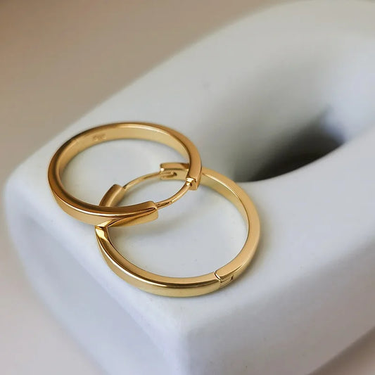 New Fashion Classics Simple Big Round Hoop Earrings for Women Shiny Delicate Jewelry New Arrival 2023 E596 Gold Color Inside 20mm 0.79in