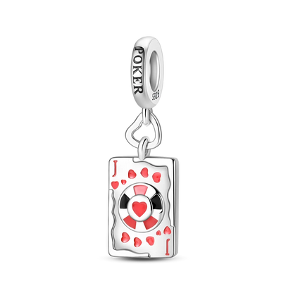 Original 925 Sterling Silver Playing Card Charms Pendant Poker Joker Hearts Spades Crown Bead Jewelry for Bracelets and Necklaces