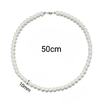Elegant Unisex Pearl Necklace Handmade Bead Strand for Weddings and Banquets 2024 Trend