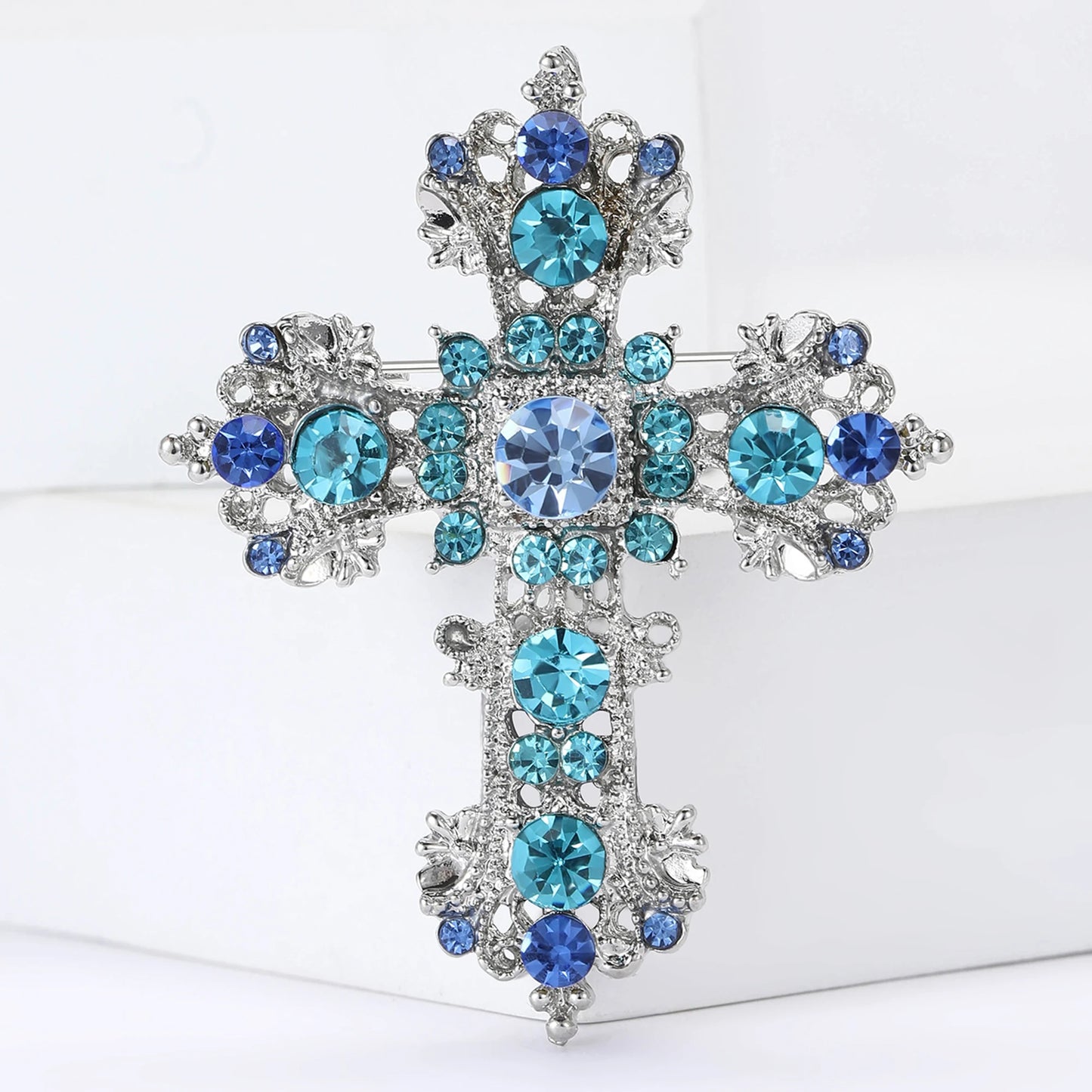 Rhinestone Cross Brooches for Women Stylish Floral Pins Perfect for Parties and Gifts