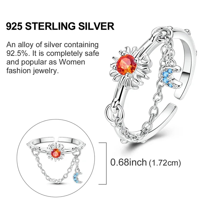 Women’s 925 Sterling Silver Dream Catcher Dragon Ring with Sun Zircon Heart Design KTR326