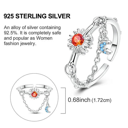 Women’s 925 Sterling Silver Dream Catcher Dragon Ring with Sun Zircon Heart Design KTR326