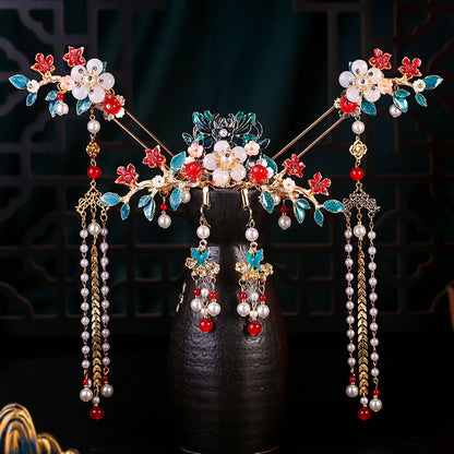Elegant Women's Hanfu Hair Combs Set for Traditional Chinese Weddings - Bridal Headdress and Jewelry Pins