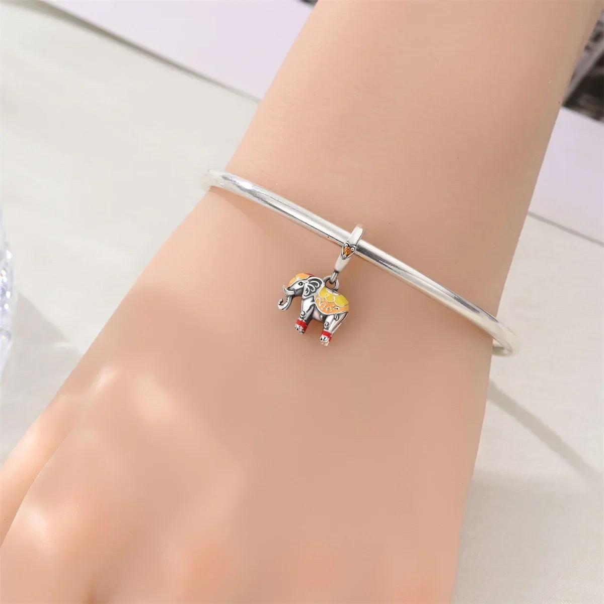 925 Sterling Silver Colorful Elephant Animal Charms for DIY Jewelry Necklace Bracelet Gifts