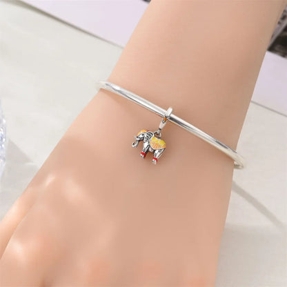 925 Sterling Silver Colorful Elephant Animal Charms for DIY Jewelry Necklace Bracelet Gifts