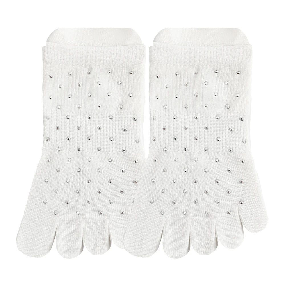 Celebrity Loved Womens Rhinestone Grip Yoga Toe Socks