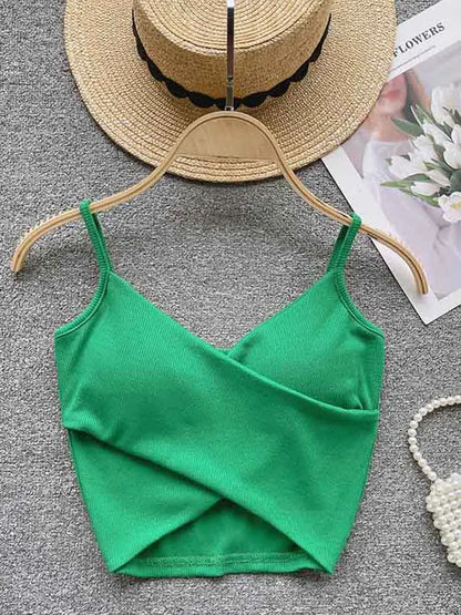 Lavender Camisole Tank Top Women Irregular Strap Chic Slim