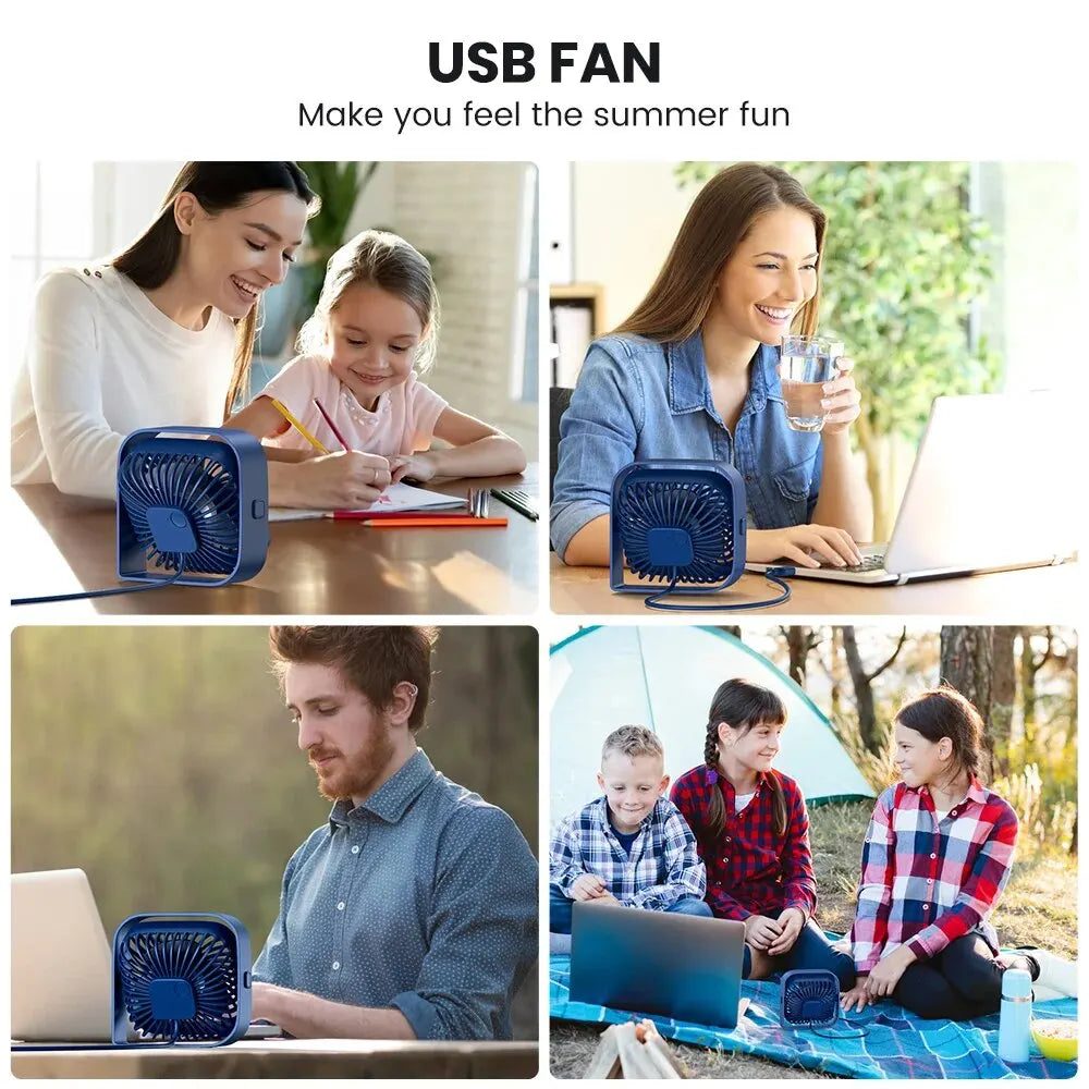 TOPK Mini Portable Fan, USB Desk Fan Table, Quiet 3 Speed Wind Personal Fan 360° Rotatable Head