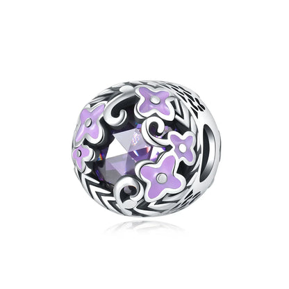 925 Sterling Silver Purple Heartsease Hydrangea Charms for DIY Jewelry Necklace and Bracelet Gifts
