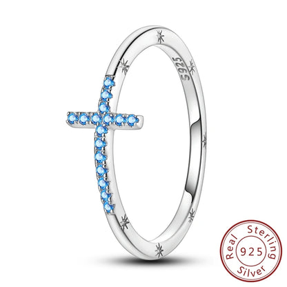 Hot Blue Zircon Ring for Women in 925 Sterling Silver with Sparkling Star and Moon Design Perfect for Weddings and Special Occasions LLTR076