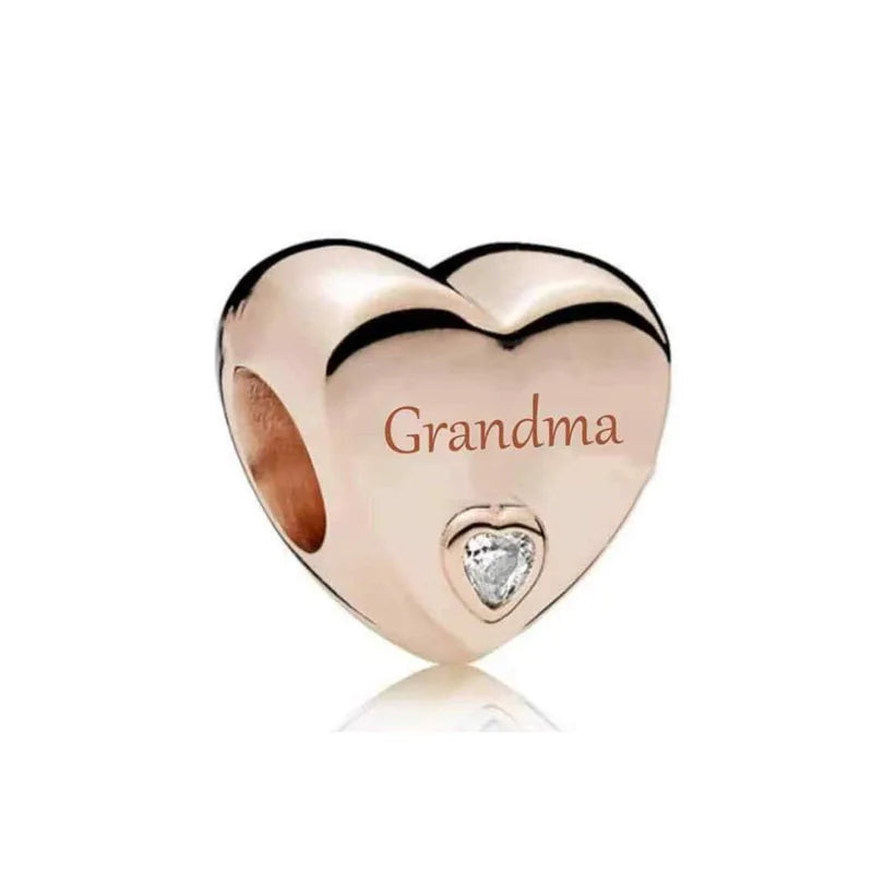 European Rose Gold Heart Charm Bead for Women Perfect for Mother's Day Bracelet and Necklace Jewelry