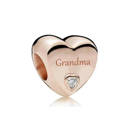 European Rose Gold Heart Charm Bead for Women Perfect for Mother's Day Bracelet and Necklace Jewelry