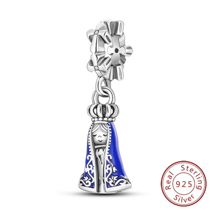 925 Sterling Silver Charms Pendant Set for Bracelets Angel Devil's Eye Fatima's Hand Cross Women's Jewelry Gift KTC394