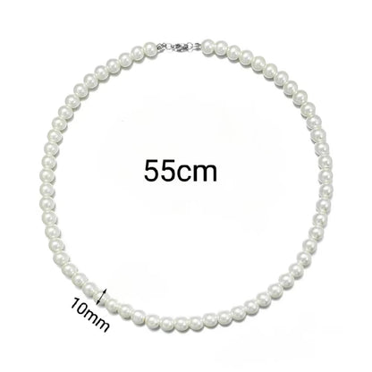 Elegant Unisex Pearl Necklace Handmade Bead Strand for Weddings and Banquets 2024 Trend
