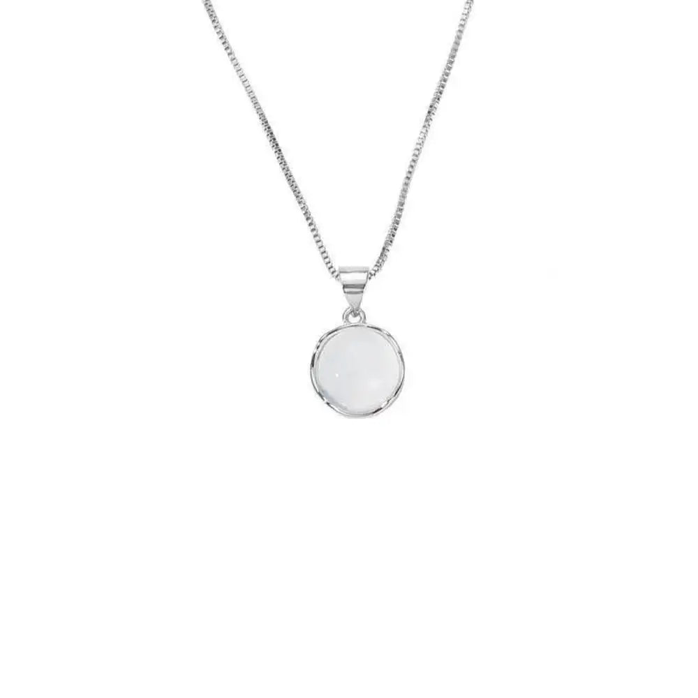 Elegant Silver Oval Aquamarine Pendant Necklace with Luxury Snake Chain for Women