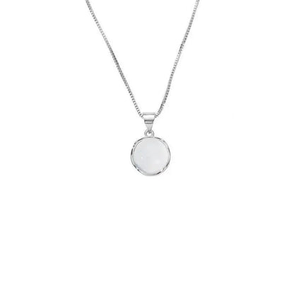 Elegant Silver Oval Aquamarine Pendant Necklace with Luxury Snake Chain for Women