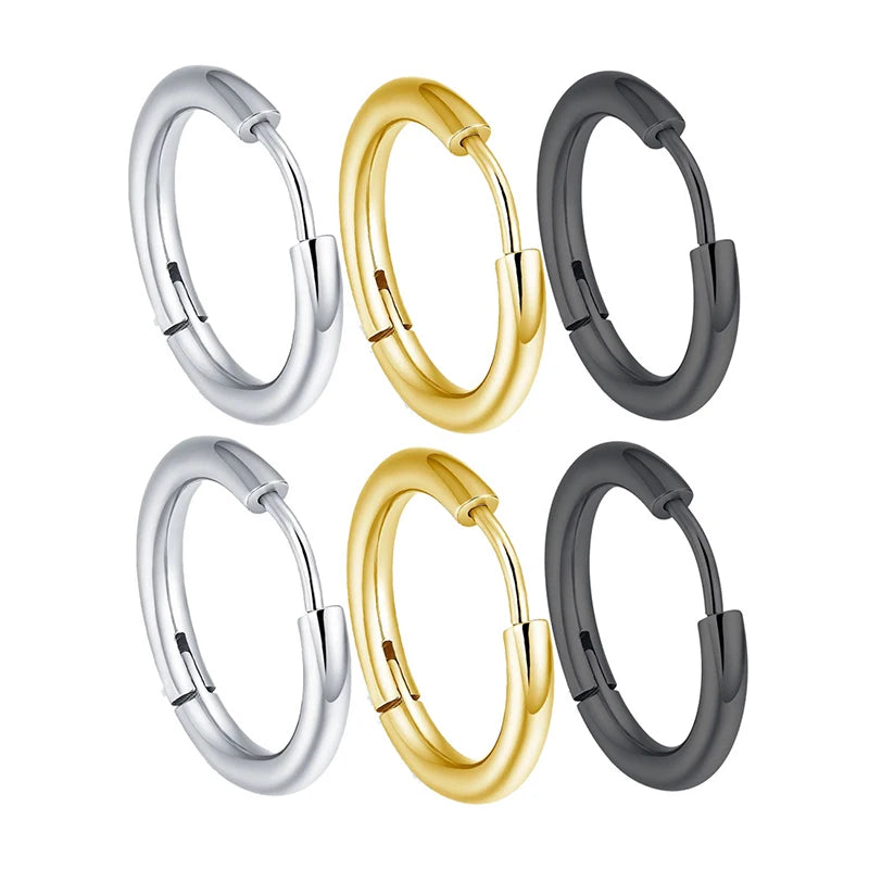 Classic Stainless Steel Hoop Earrings Set for Men and Women 2024
