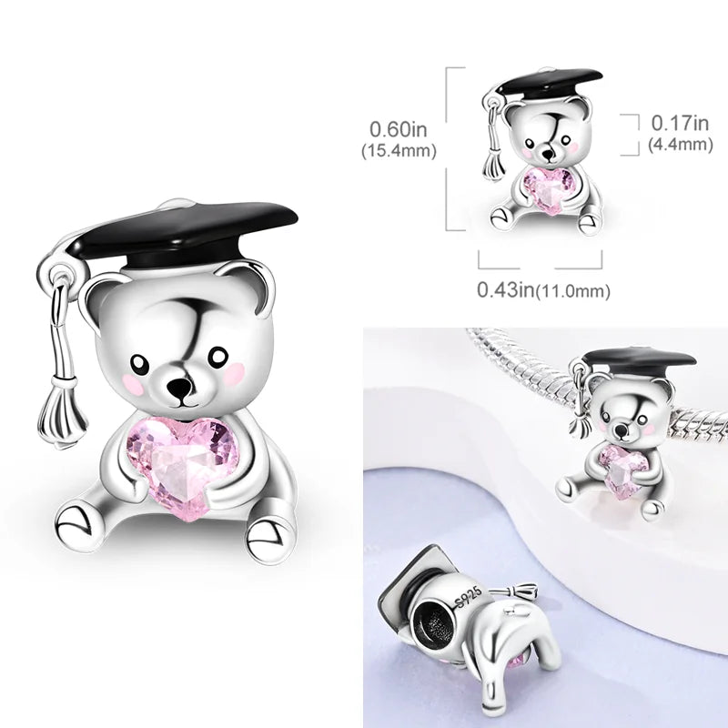 Pink Butterfly Luminous Firefly Dangle Charms 925 Sterling Silver Beads for DIY Jewelry KTC919