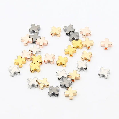 Gold Color Copper Cross Beads Set for DIY Jewelry Making and Accessories