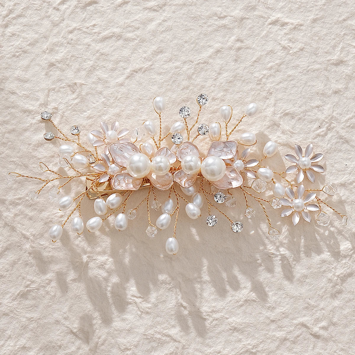 Handmade Pearl Flower Hair Clips Bridal Wedding Jewelry Gift Set