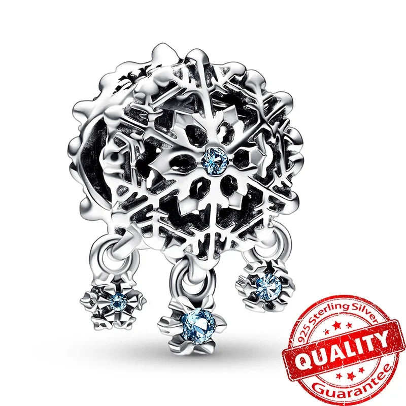 925 Sterling Silver Christmas Snowman Snowflakes and Hot Air Balloon Charms for DIY Bracelets and Necklaces Women Gift
